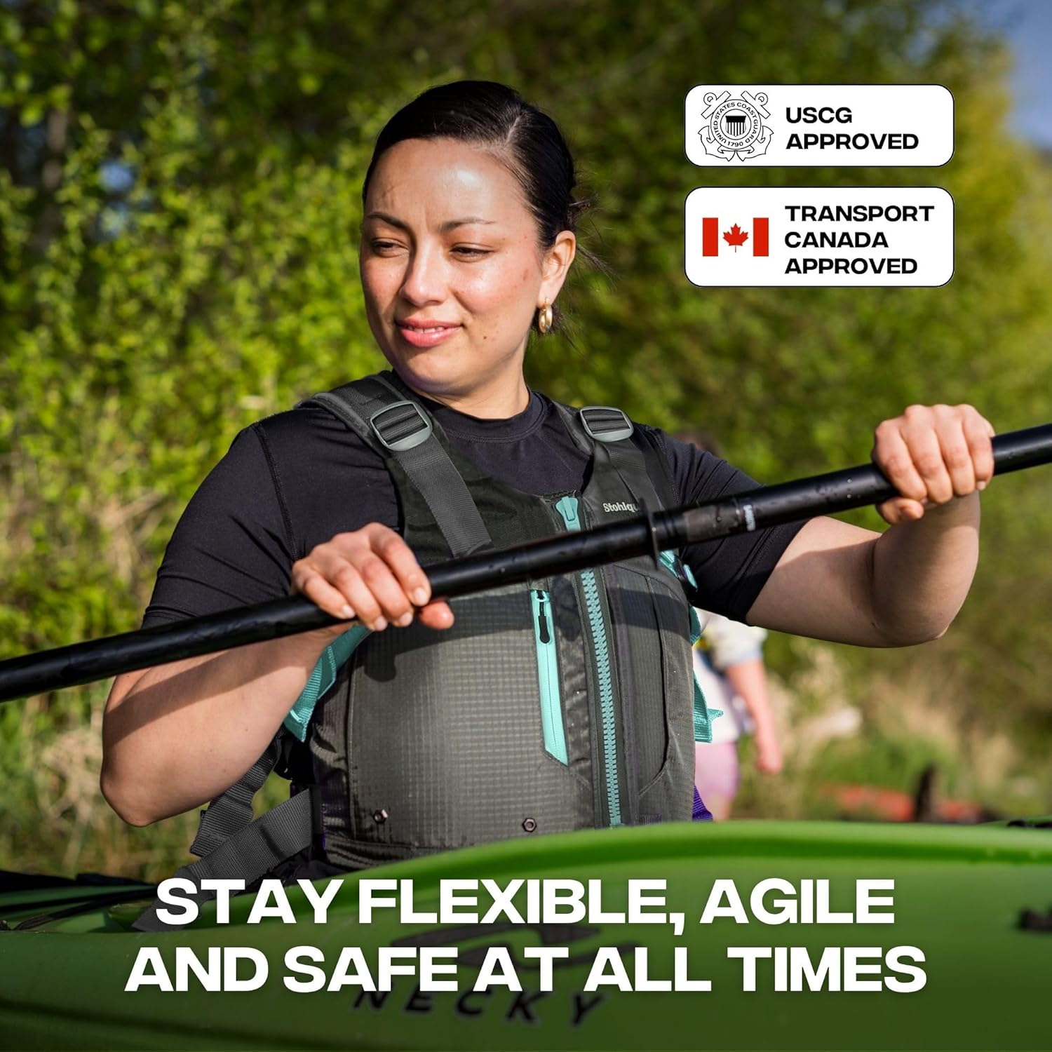 Stohlquist Women's Life Jacket PFD | 8 Points of Adjustment for Ultimate Fit | Ripstop Outer Shell, High Back Flotation, Sit-On-Top Kayak Comfortability - Custom Design Fit for Women