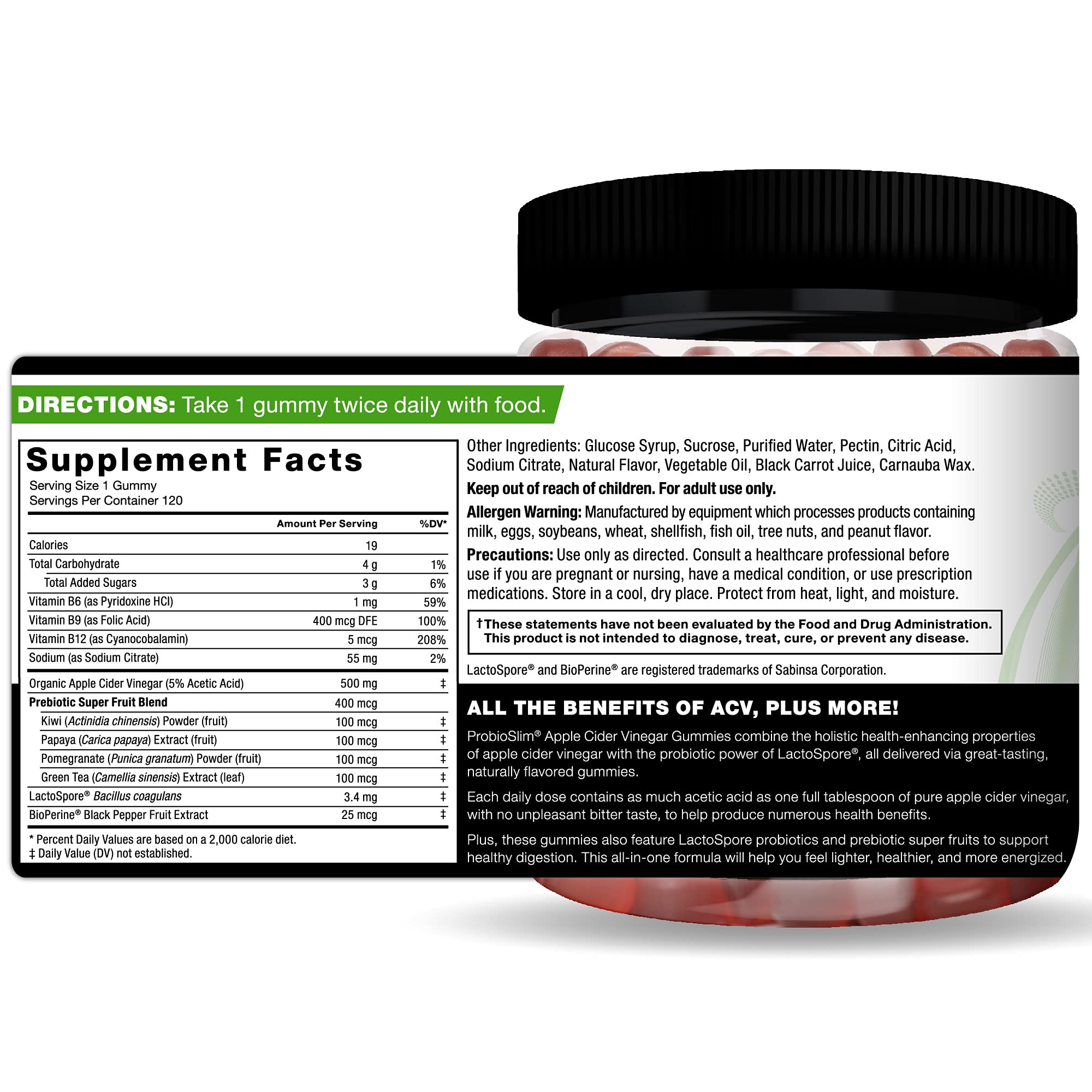 ProbioSlim Apple Cider Vinegar Gummies with Organic Apple Cider Vinegar