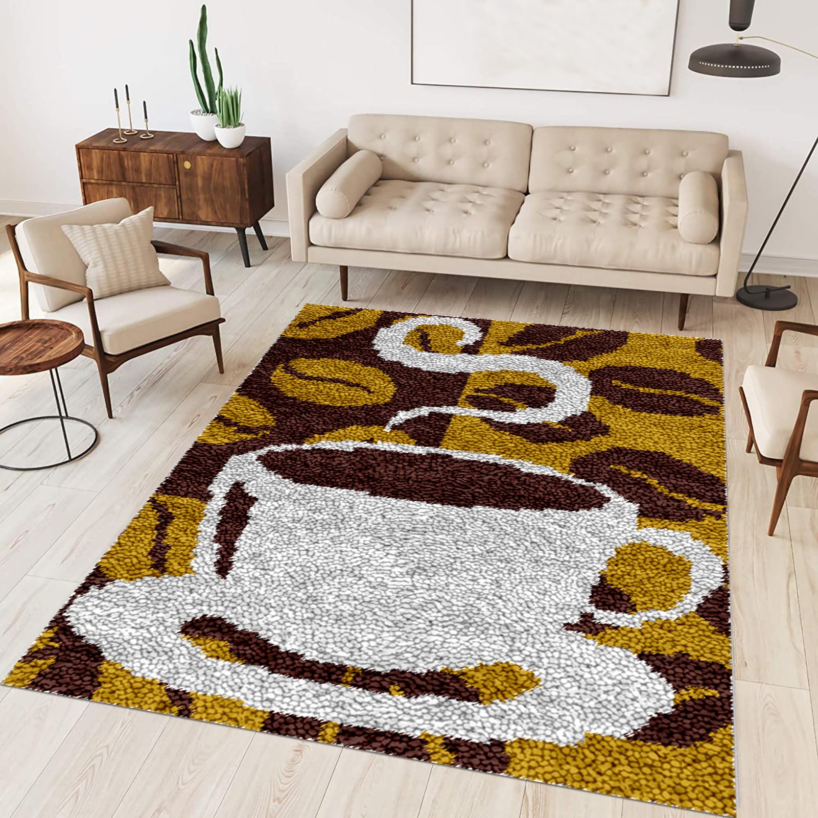 Tehocwiz Large Latch Hook Kits for Adults 90x120 cm Latch Hook Rug Kits Rug Making Kit for Adults Printed Color Canvas Crocheting Crafts Embroidery for Beginners โ image 1