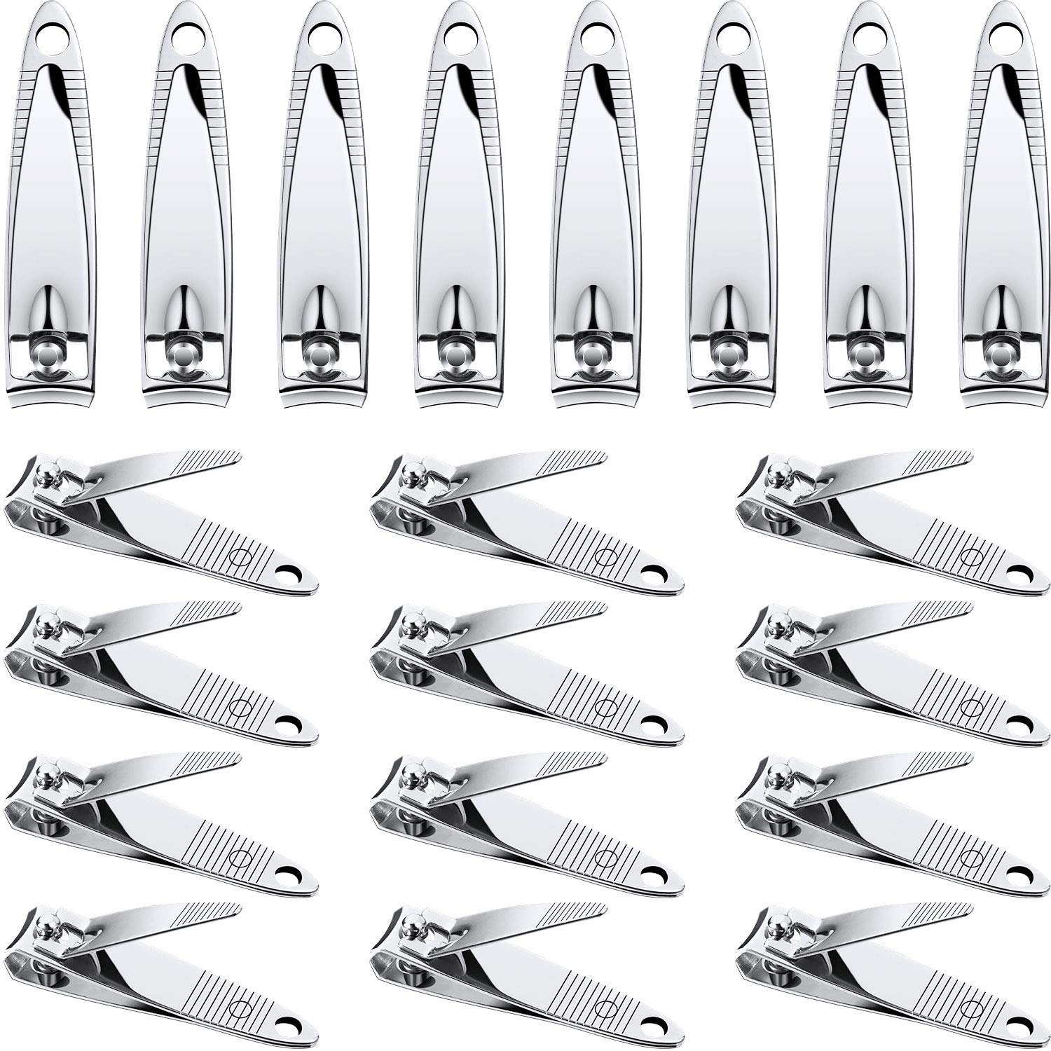 20 Pieces Stainless Steel Nail Clippers Set Fingernail and Toenail Clipper Portable Sturdy Nail Clippers for Men and