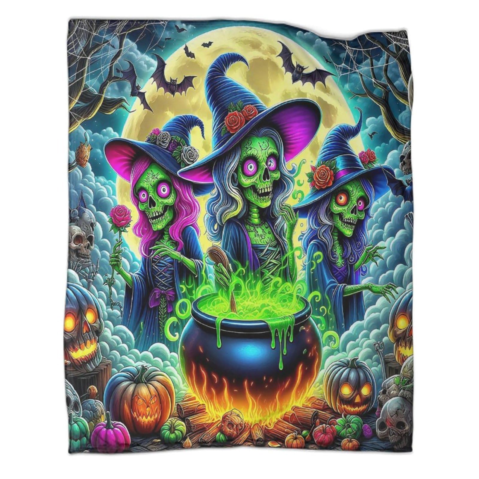 Couverture flanelle Halloween confortable toutes saisons pour lit adulte