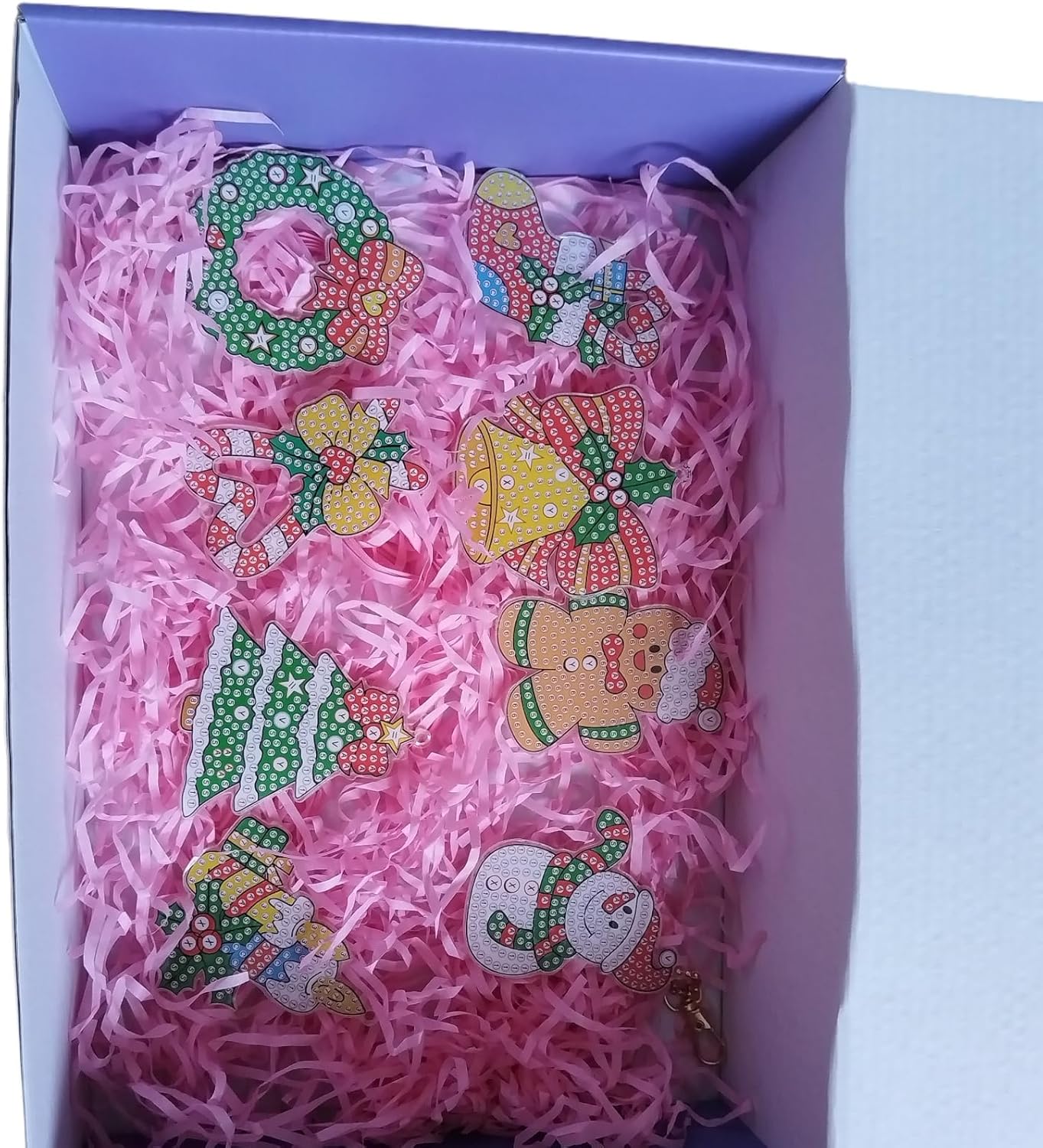 Christmas Tree Decorations Xmas Tree Ornaments Bulk Christmas Gifts for Adults Kid Girls Boys Christmas Diamond Art Kits Ornaments 12 Pcs 5D DIY Diamond Painting Keychain for Party Home Decoration - Image 8