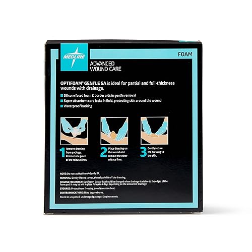 Miniatura 4 de Medline Optifoam - Apósito de espuma suave con cara de silicona, súper absorbente, 4 x 4 (paquete de 10)