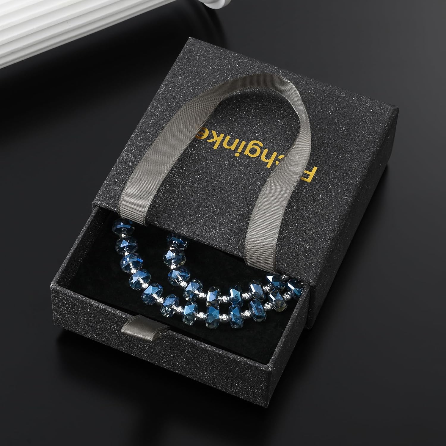 Crystal Phone Wrist Strap Phone Charm Chain Keychain Beaded Cellphone Lanyard with Tether Tab Hands-Free Wristlet Bracelet Wrist Grip Strap for Women, W-Blue - Image 5