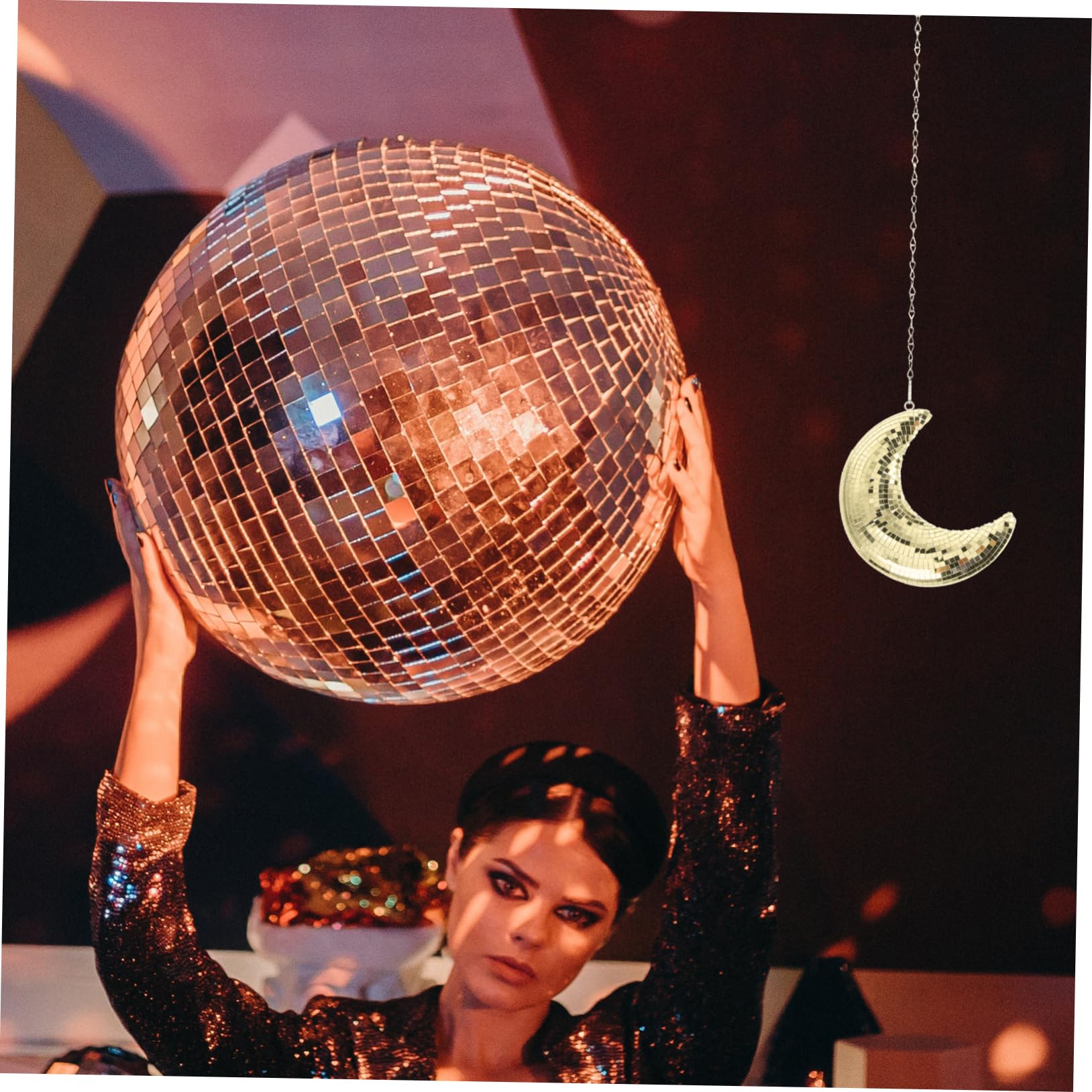 Amazon.co.jp: Outanaya 吊り下げ式 ミラーボール 月型 ディスコボール