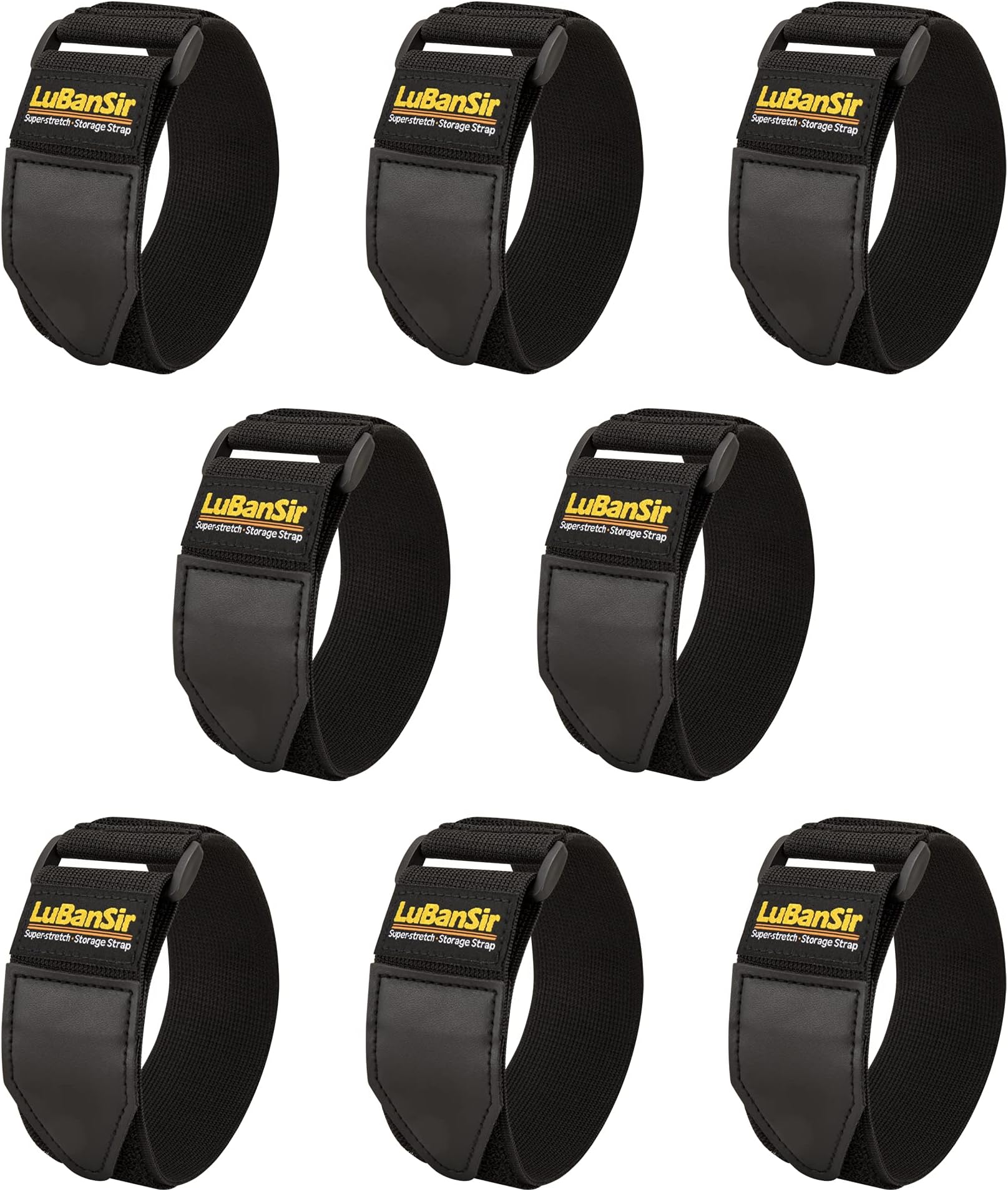 LuBanSir Cinch Straps 2" x 12" (8 Pack) Elastic Hook and Loop Storage Straps for Extension Cords, Cables, Cord Wraps, Ropes, and Hoses