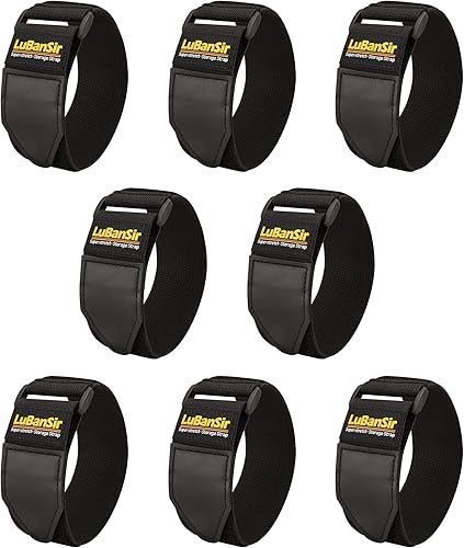 LuBanSir Correas de cincha, 2 x 12 pulgadas (paquete de 8) correas elásticas de almacenamiento de gancho y bucle para cable de extensión, cable,