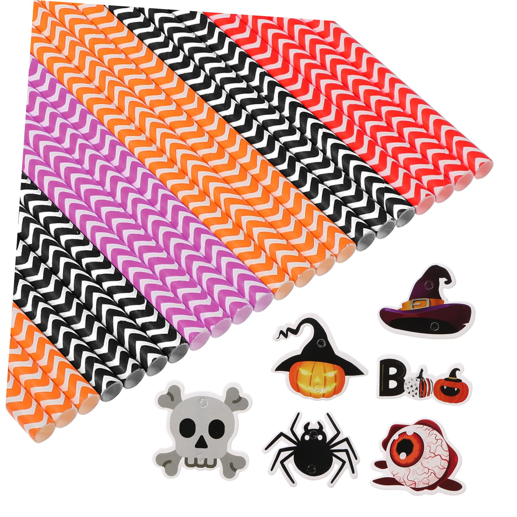 LABRIMP 6confezioni Di Halloween Colorate Con Stampa Strisce Per Feste e Decorazioni Spettrali Per Cocktail e Bevande Festive Sicure e Biodegradabili