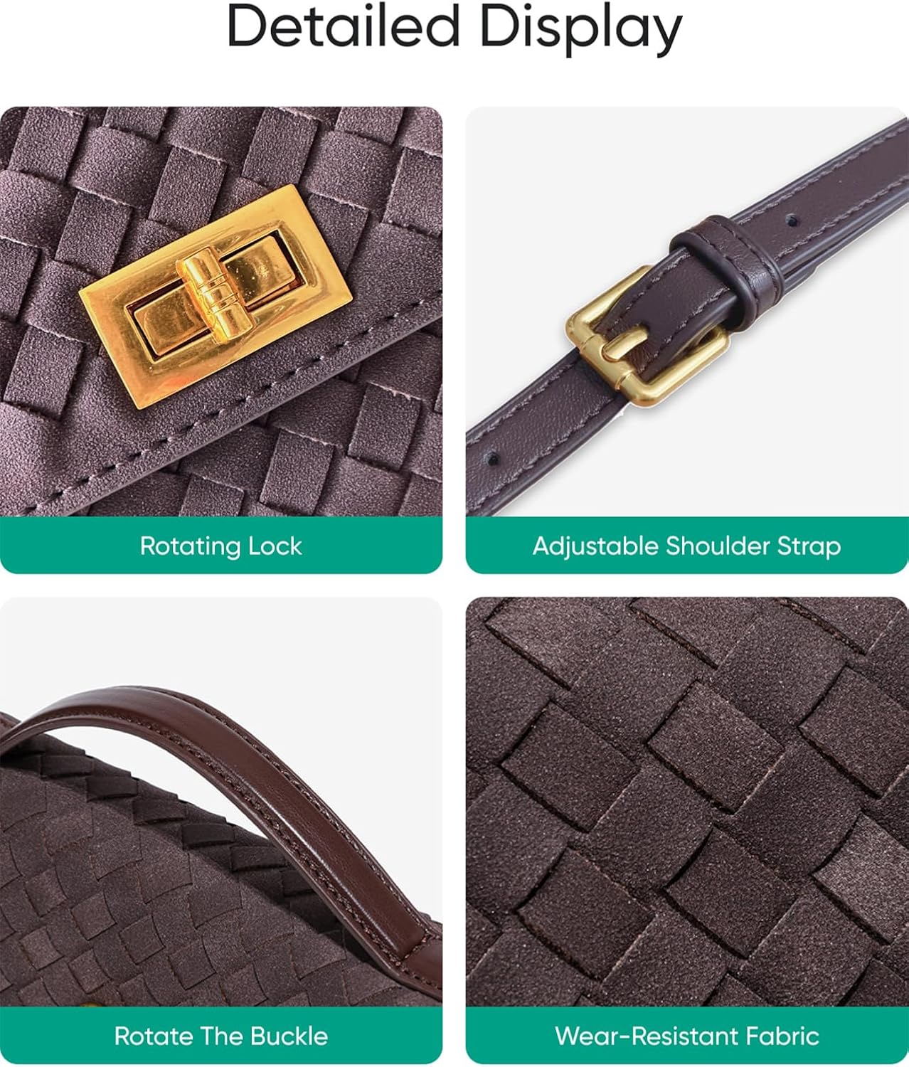 Stylish Woven Suede Handbag for Women - Trendy Evening Shoulder Bag & Casual Clutch Purse | Woven Suede