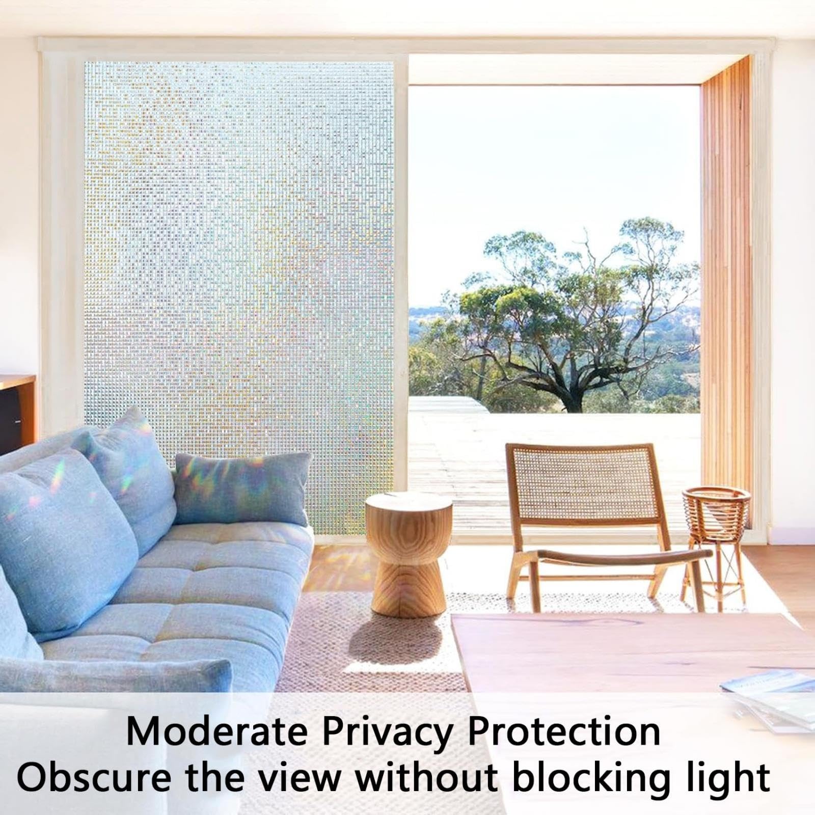 Pellicola Vetri Finestre Privacy Autoadesive Anti-UV Opaca Pellicole Privacy Finestra Senza Colla Riutilizzabile Per Ufficio Bagno Camera Da Letto Sala Di Riunione(B,75x300cm)
