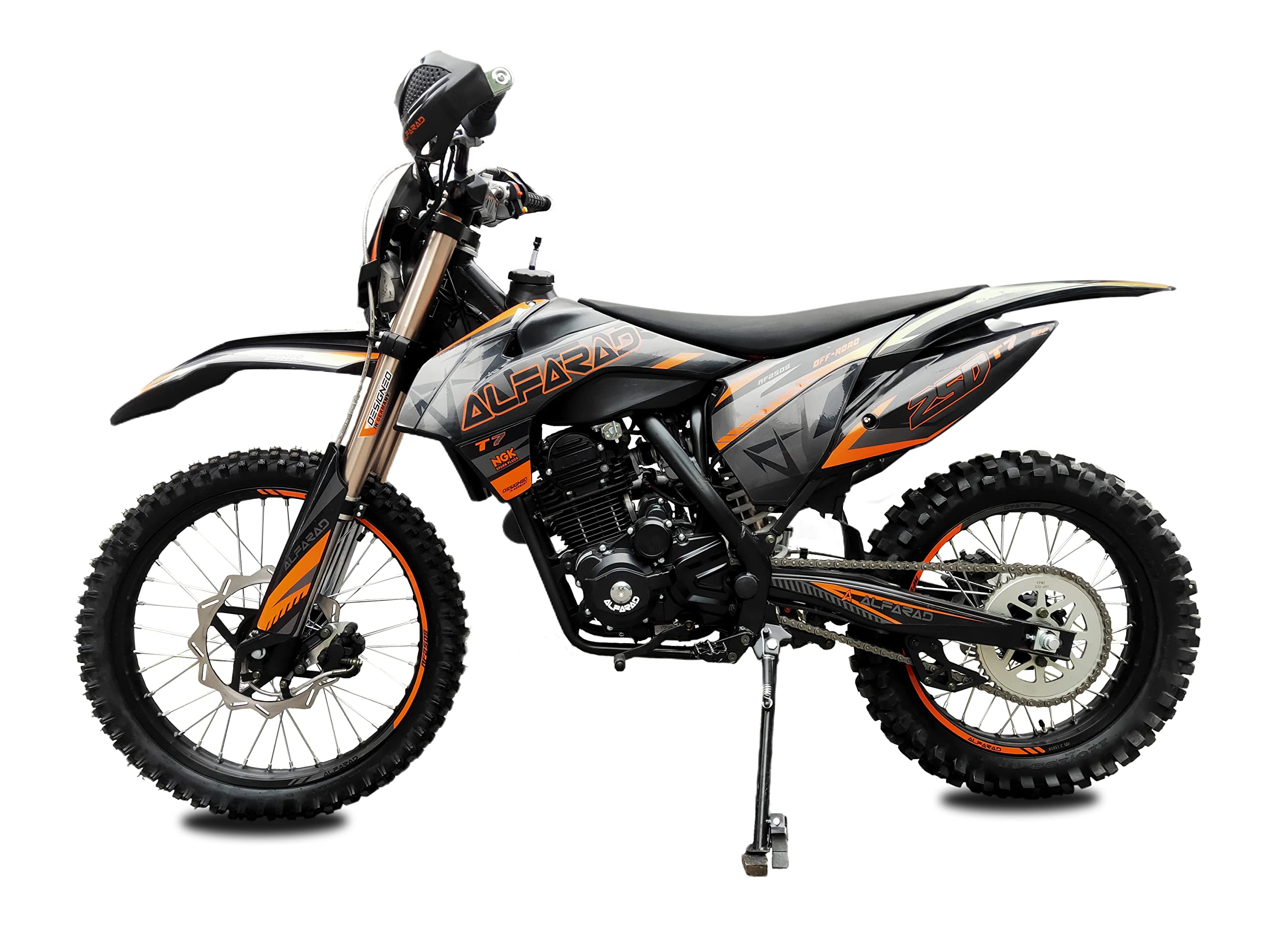 250ccm Alfarad T7 Dirtbike Vollsross Enduro Pitbike Crossbike Cross 21/18 Orange