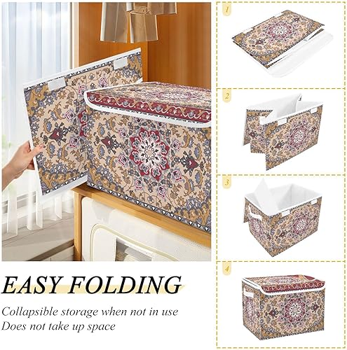 Miniatura 4 de Contenedores de almacenamiento plegables con tapas, cubos de almacenamiento de tela decorativos, organizadores de armario y cestas de