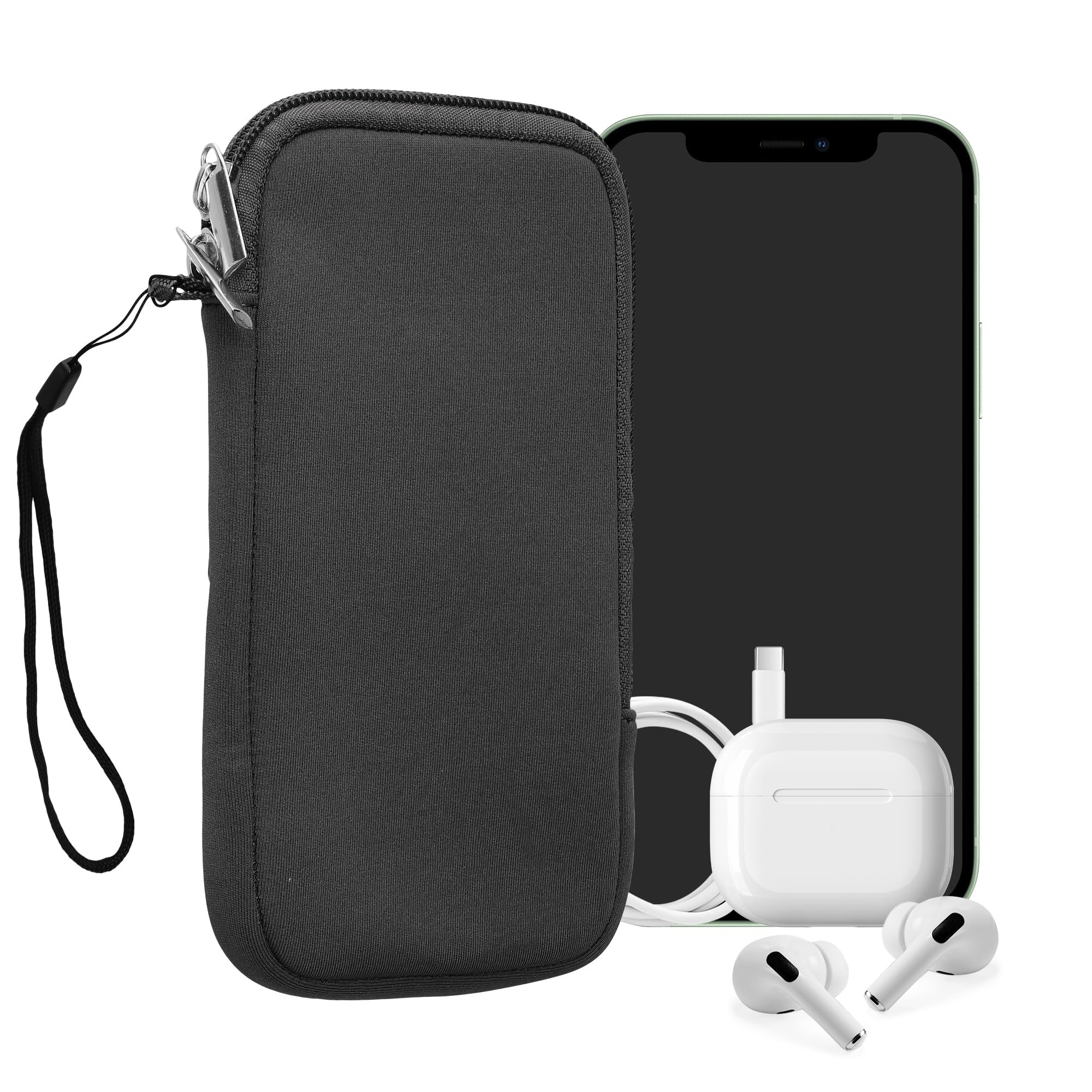 kwmobile Universal Phone Pouch Size XXL - 7" - Neoprene Smartphone Pouch with Zip - Water-Repellent Mobile Phone Case - Sleeve in Grey