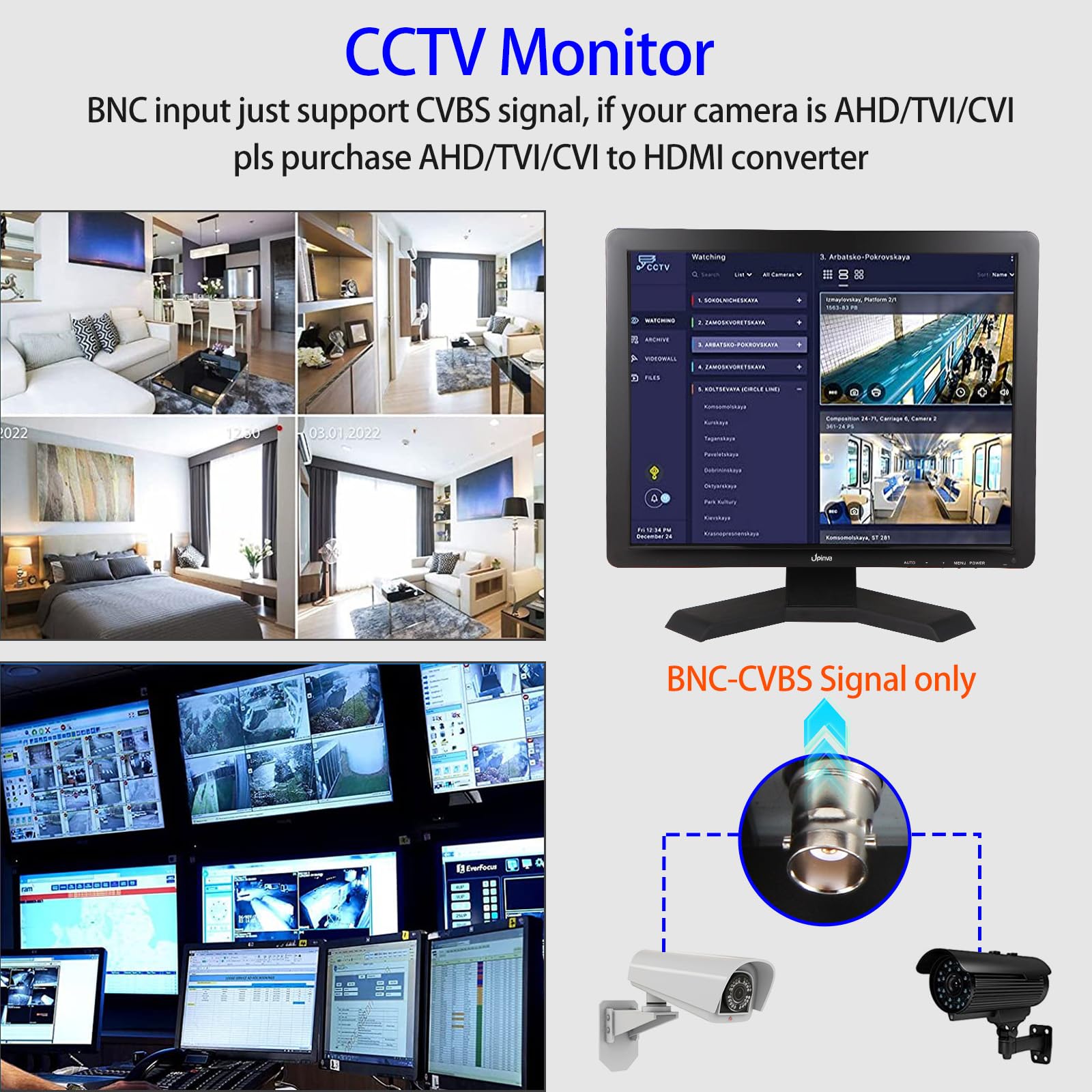 17 Pollici Display Monitor di Sorveglianza Supporta HDMI AV BNC VGA Interfaccia di ingresso USB Display della fotocamera Altoparlante integrato risoluzione 1280 x 1024