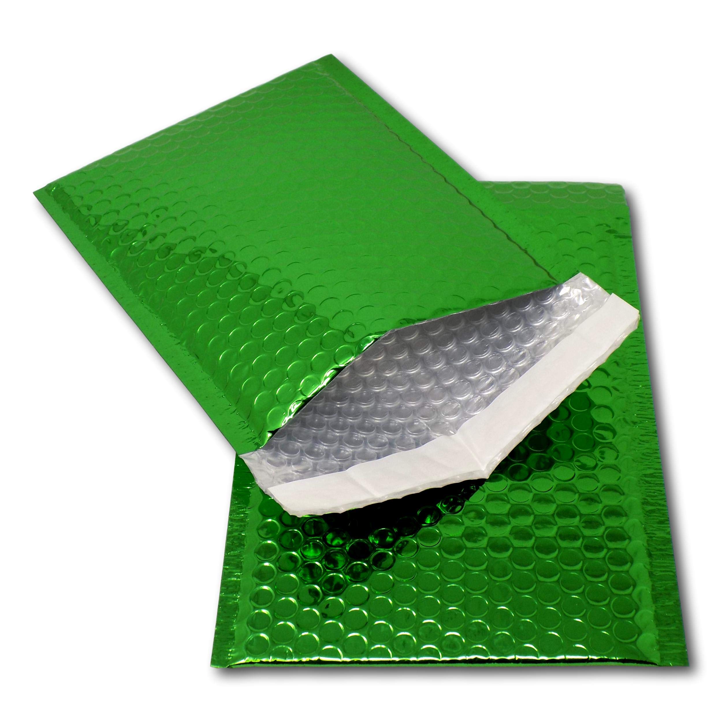 EPOSGEAR 50 Green Shiny Metallic Foil Bubble Padded Bag Mailing Envelopes - Perfect for Marketing, Promotions or and Alternative to Gift wrap (A5 / C5 (DVD) - 250mm x 180mm)