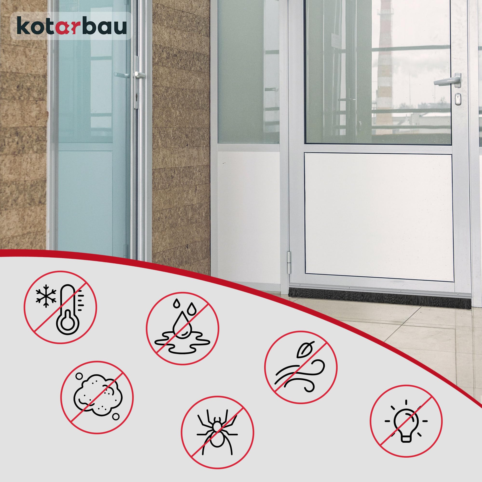 KOTARBAU® Brosse Bas de Porte - Aluminium - 1 m - Argent - Isolant - 60 mm - Joint De Porte D'Entrée - Protection Insectes - Langlebig Fiable - Bas Ouvrant Isolant - Anti Cafard - à Visser Bavette