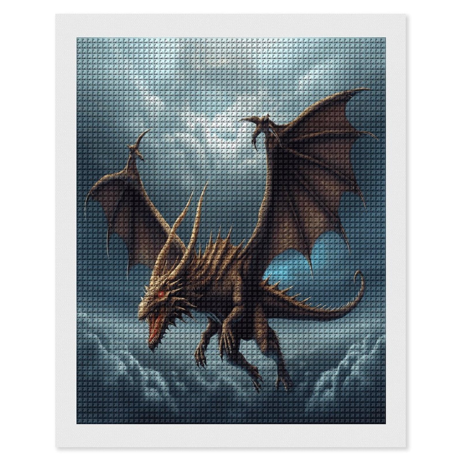 Yuxbvkrs Flying Dragon Diamond Painting Kits For Adults, Diamond Art Pictures, Synthetic Fiber Cloth Diy 5D Gem Art Painting For Beginners Home Wall Decor 40X50cm