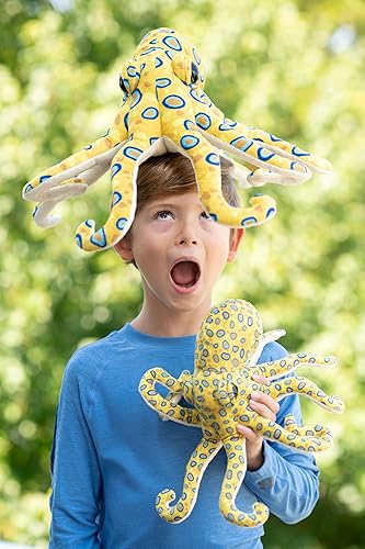 Miniatura 2 de The Petting Zoo Peluche de pulpo con anillo azul, regalos para niños, animales marinos salvajes Onez, juguete de peluche de pulpo de 14 pulgadas