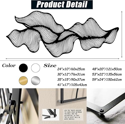 Miniatura 4 de Arte de pared de metal de línea abstracta, decoración de pared moderna de lujo, decoración de pared geométrica irregular, arte de pared de línea