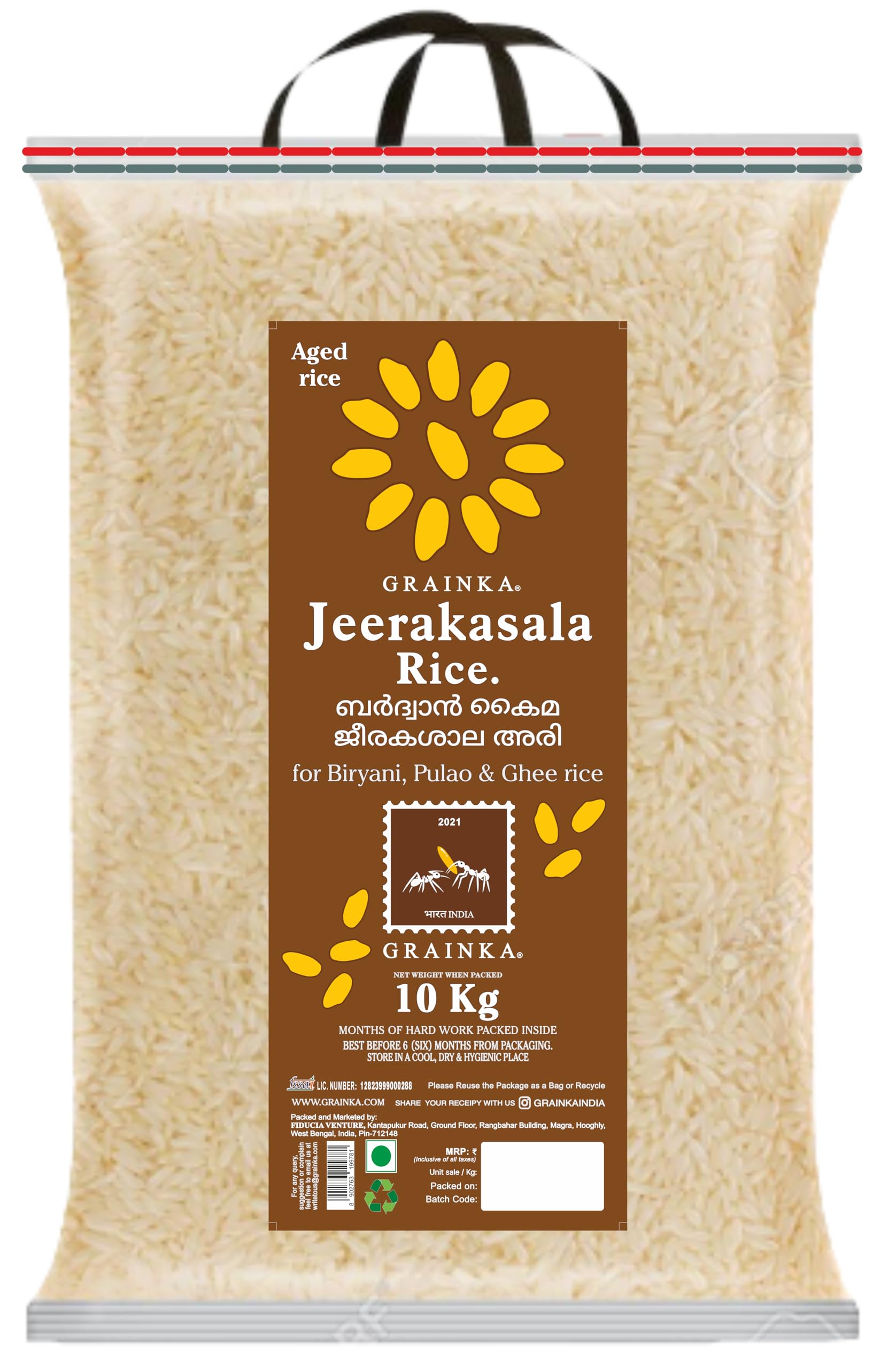 Grainka Jeerakasala Rice || 10 KG || Aged Rice || Aromatic Biryani Rice/Ghee Rice/Jeera Samba Rice || Chemical Free and Nutrient Rich Rice || No Preservatives (Pack of 3) (B0DBG5K5V9) Amazon Price History, Amazon Price Tracker