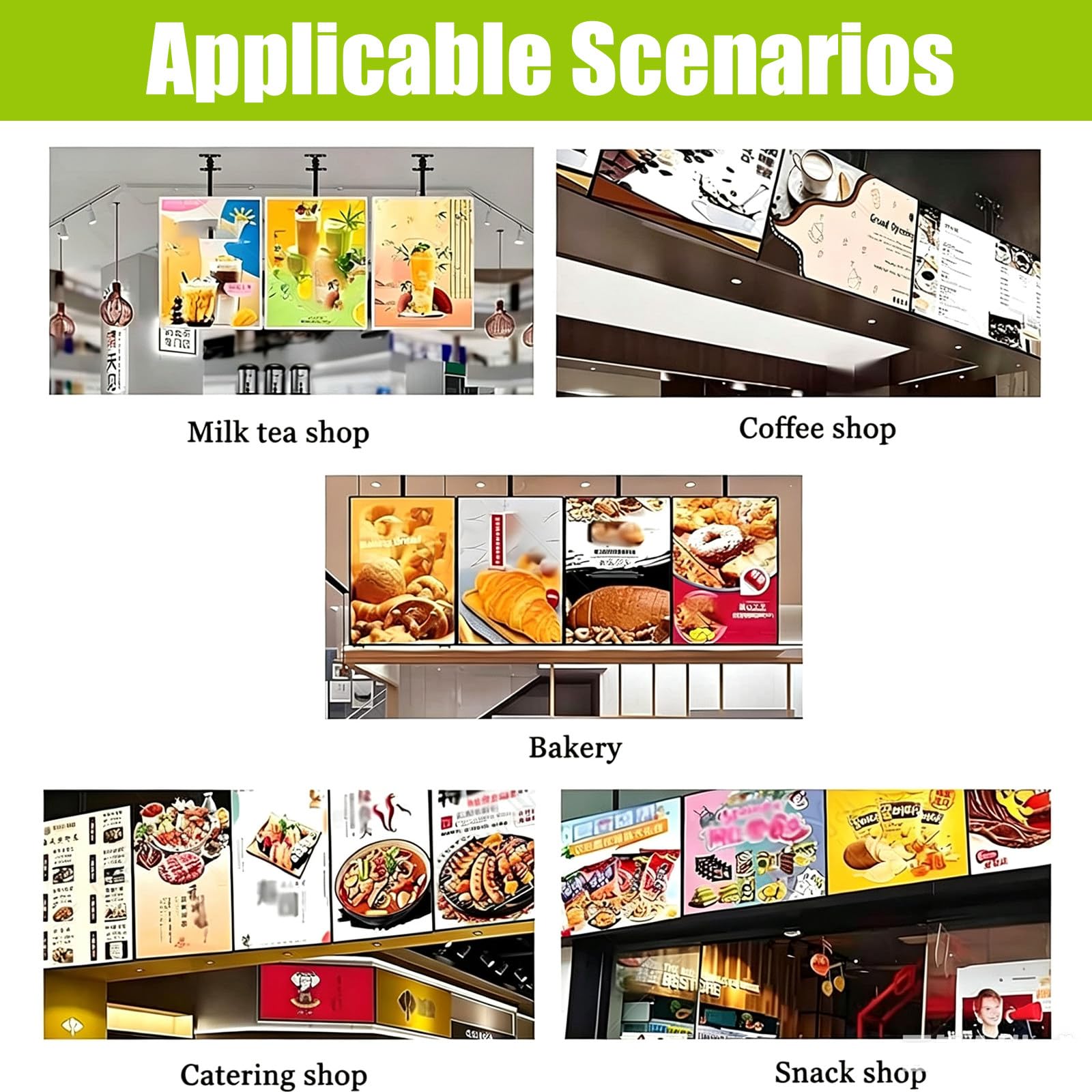 Schermo pubblicitario a LED per ristoranti, menu digitale e display con retroilluminazione, insegna elettronica, pannello TV per pareti in caffè e negozi 3 pezzi - 50x80 cm/19,69x31,50 pollici (3