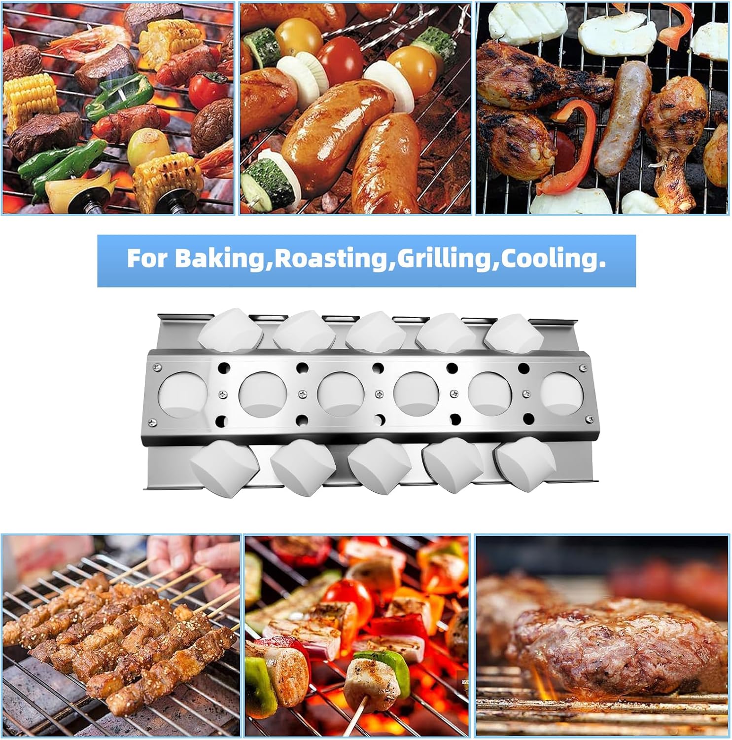 19 1/4" Stainless Steel Cooking Grid with 16 1/2" Briquette Tray for Select Turbo Replacement Parts, Heat Plate and Grill Grates Parts for Nexgrill CK4CKWN, CG4CKW Grills,4 Pack