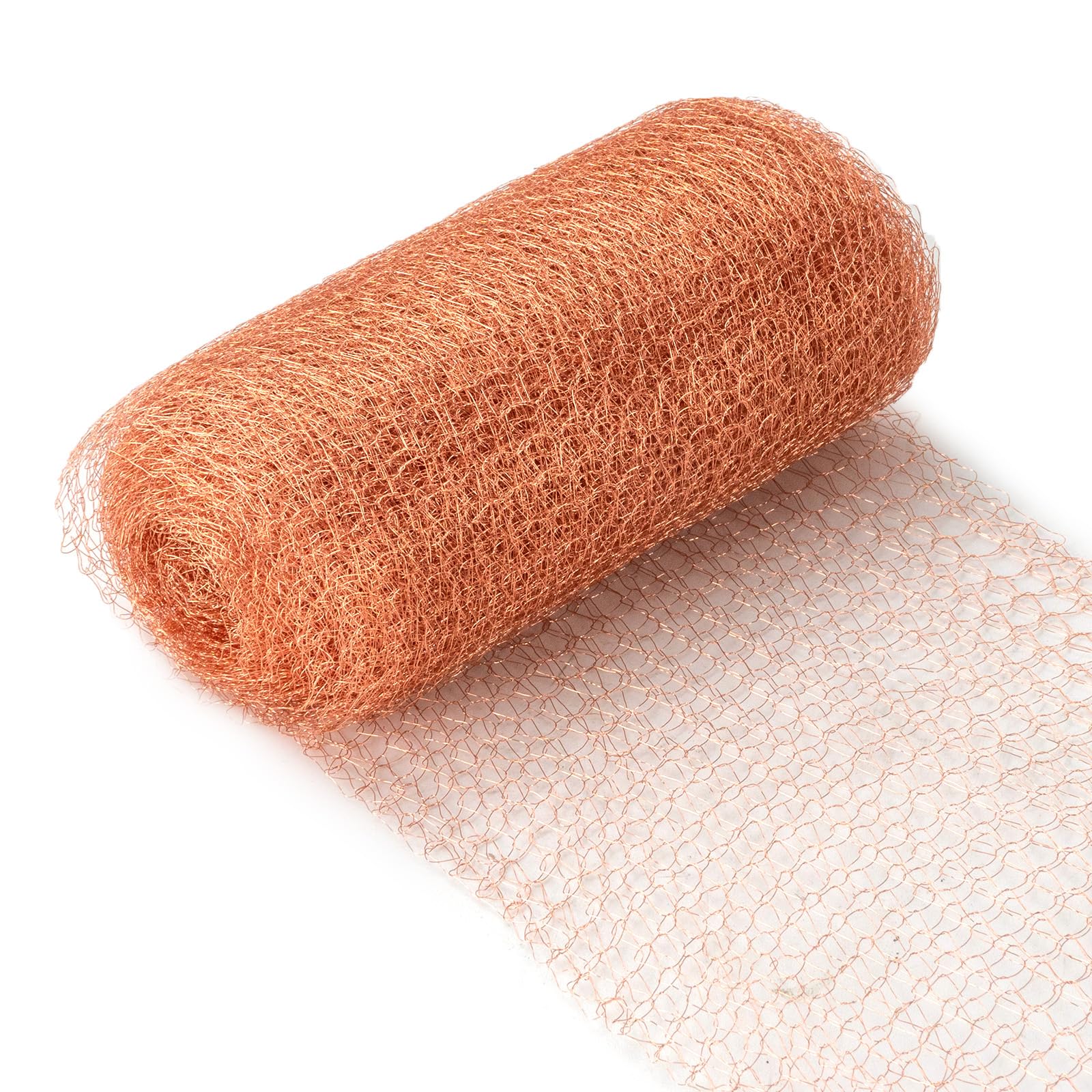 5 inch x 19Ft Copper Mesh Roll, 100% Pure Copper Knitted Wire Mesh, Rustproof Copper Mesh Roll for Rodent, Double Layer Copper Mesh Fabric Wool Hole Filler for Garden House, Ideal for Distilling
