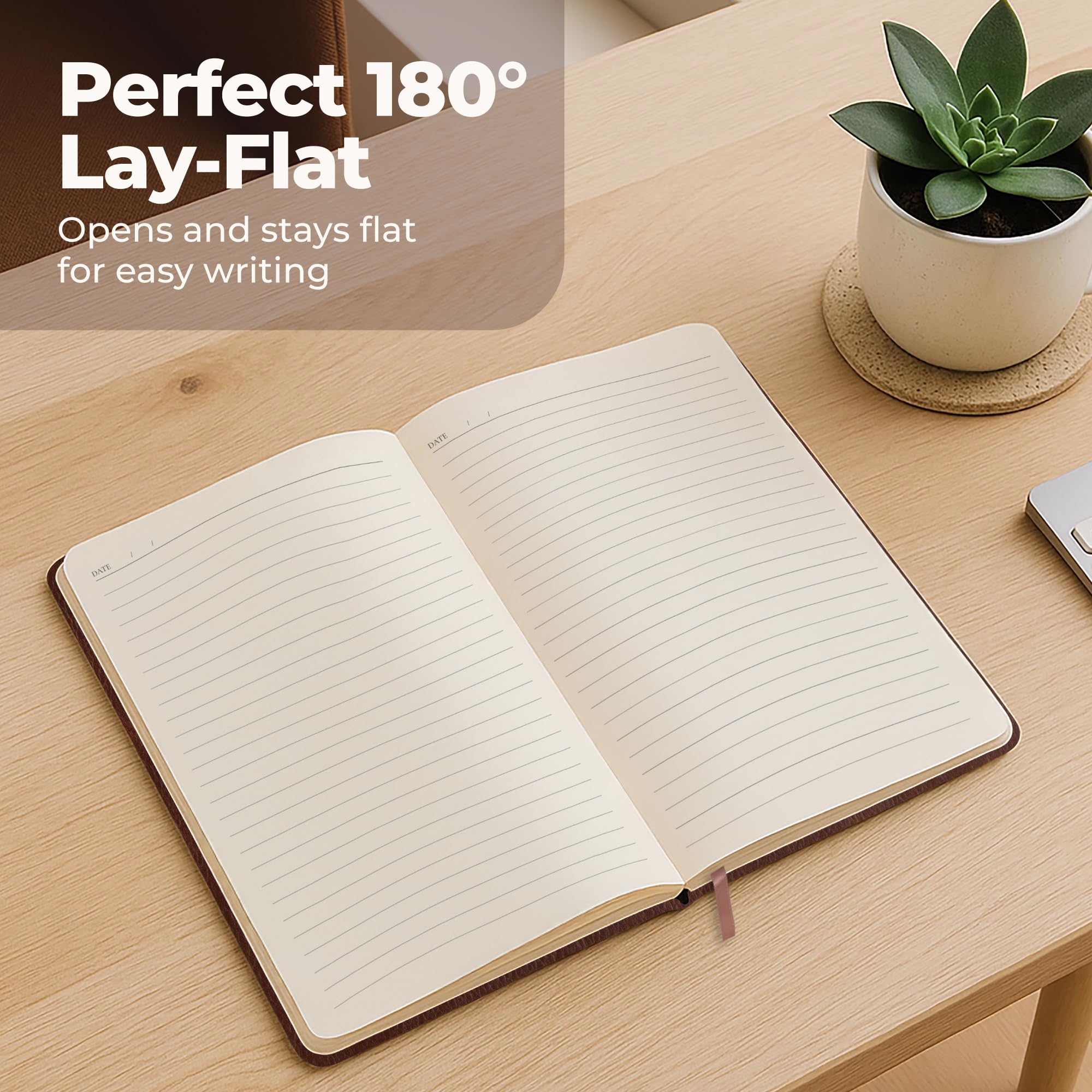 Confezione da 3 quaderni A5 a righe in pelle per scrivere, 300 pagine per