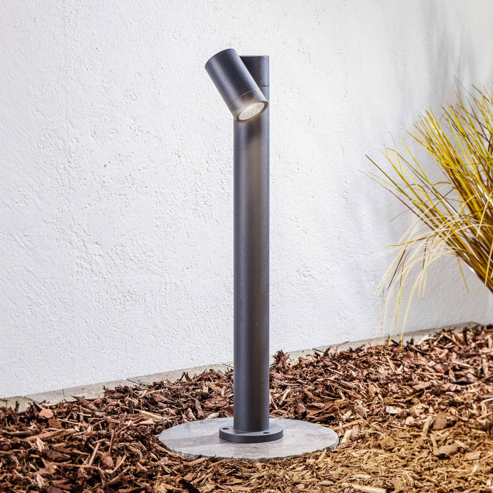 Tulimar lampa zewnętrzna o zmiennej intensywności (nowoczesna) w kolorze czarnym aluminium (1 lampa, do GU10), zacisk oświetleniowy do cokołu