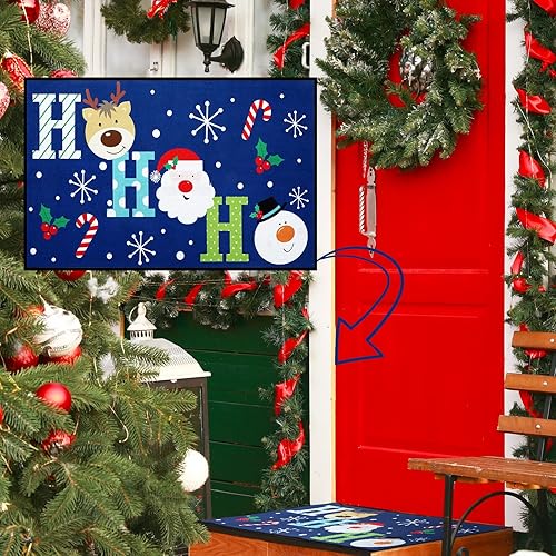 Miniatura 7 de Juego de 2 tapetes decorativos de Navidad con diseño de muñeco de nieve para cocina, juego de tapetes de Navidad, lavables, antideslizantes, tapete