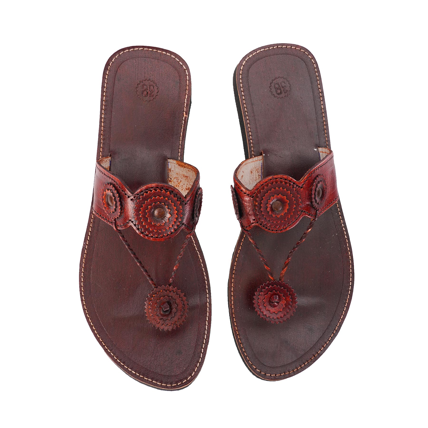 Women’S Genuine Leather Flats Sandals – Handcrafted Slip-On Ethnic Kolhapuri Style Flats |K_DORI-image-7