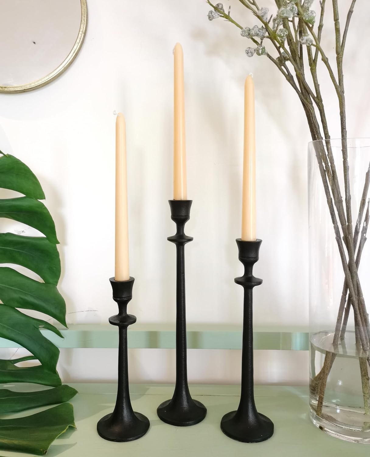 Black Iron Tall Taper Candle Holder Set of 3