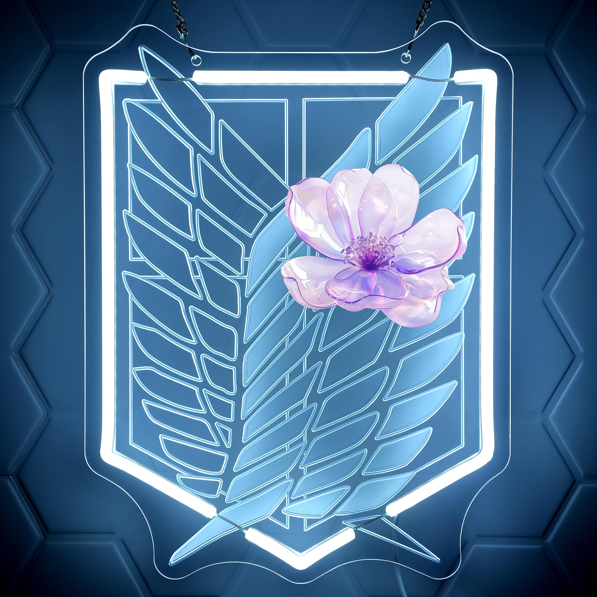 Anime Neon Sign for Wall Art Decor - Wings and Freedom Acrylic USB Powered LED Wall Light, White Glow with Dimmer, for Bedroom Game Room Party Decor