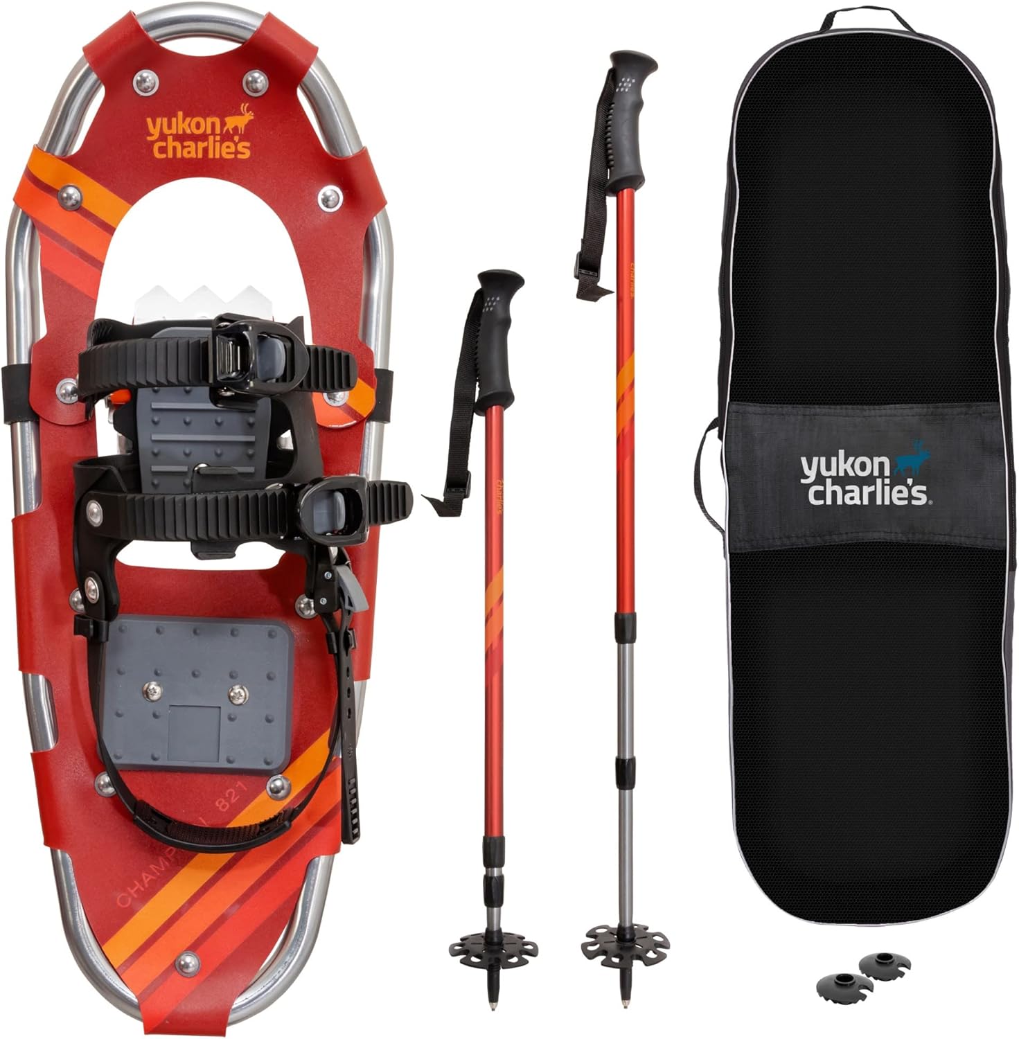 Yukon Charlie's Champion Snowshoe Kit, Includes Snowshoes, Trekking Poles and Travel Bag, Snowshoeing Kits for Men & Women, Multiple Sizes & Models
