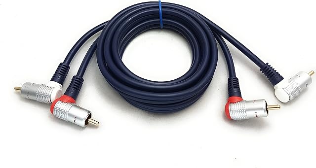 MainCore Pro 1.5m 90Deg Right Angled 2 x RCA to 2 x RCA/Phono to Phono Cable Lead.