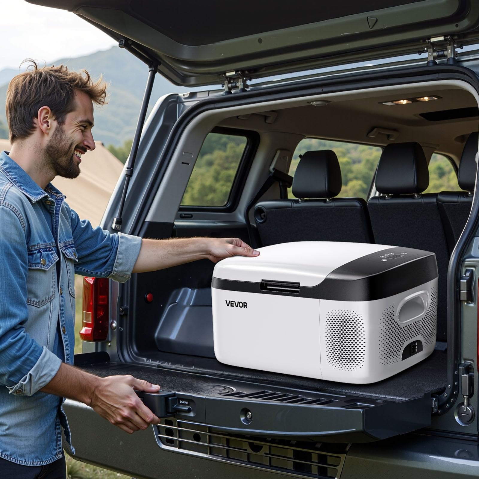 VEVOR Frigorifero Elettrico Portatile 15 L, Mini Compressore 12 V 24 V, Freddo e Caldo, Controllo App, per Camper Camion Barca