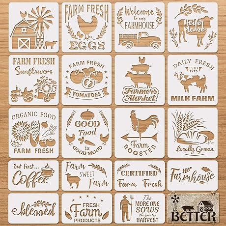 20 Piece Farmhouse Stencil Set