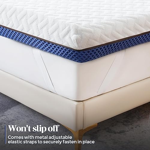 Miniatura 7 de Cubrecolchón de espuma viscoelástica de gel, tamaño Queen, 3 pulgadas, firmeza media, doble cara, tamaño individual, cubrecolchón de espuma firme