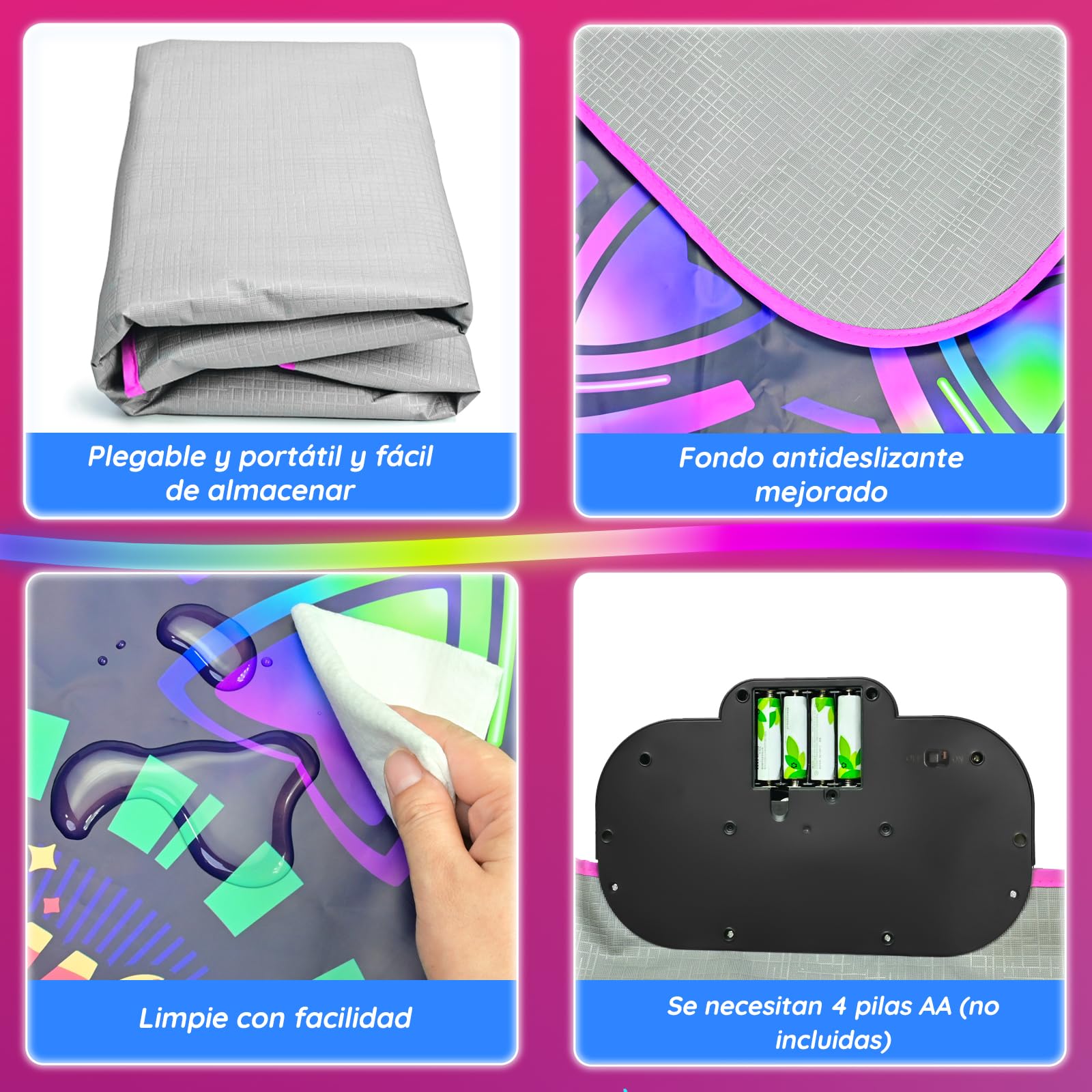 MOMUSE Alfombra de Baile con 2 Modos, Alfombra Musical | Luces LED, 9 Niveles, Volumen de 5 Niveles, Juguete Regalo Cumpleaños Navidad para Niñas Niños 3 4 5 6 7 8