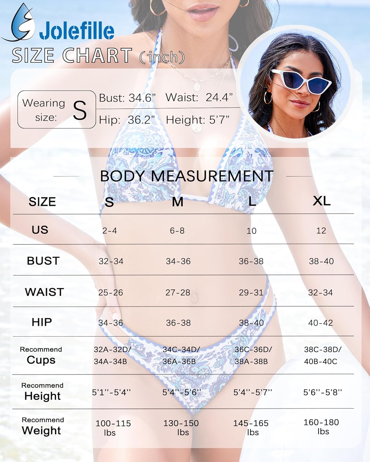 Jolefille Thong Bikini Sets for Women Two Piece Swimsuit Floral Sexy Bathing Suit Triangle Top Modest Swim Suits 2026 Teens - Image 6