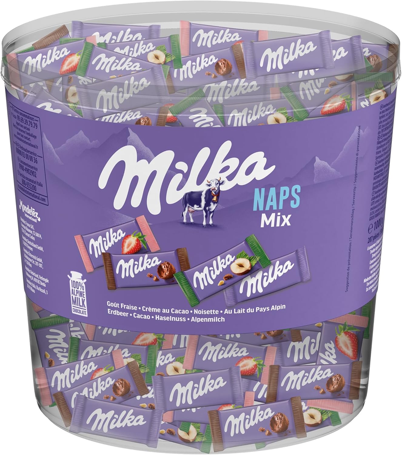 Milka Naps Mix 1kg: Assortiment Chocolat au Lait, Cacao, Noisettes, Fraise
