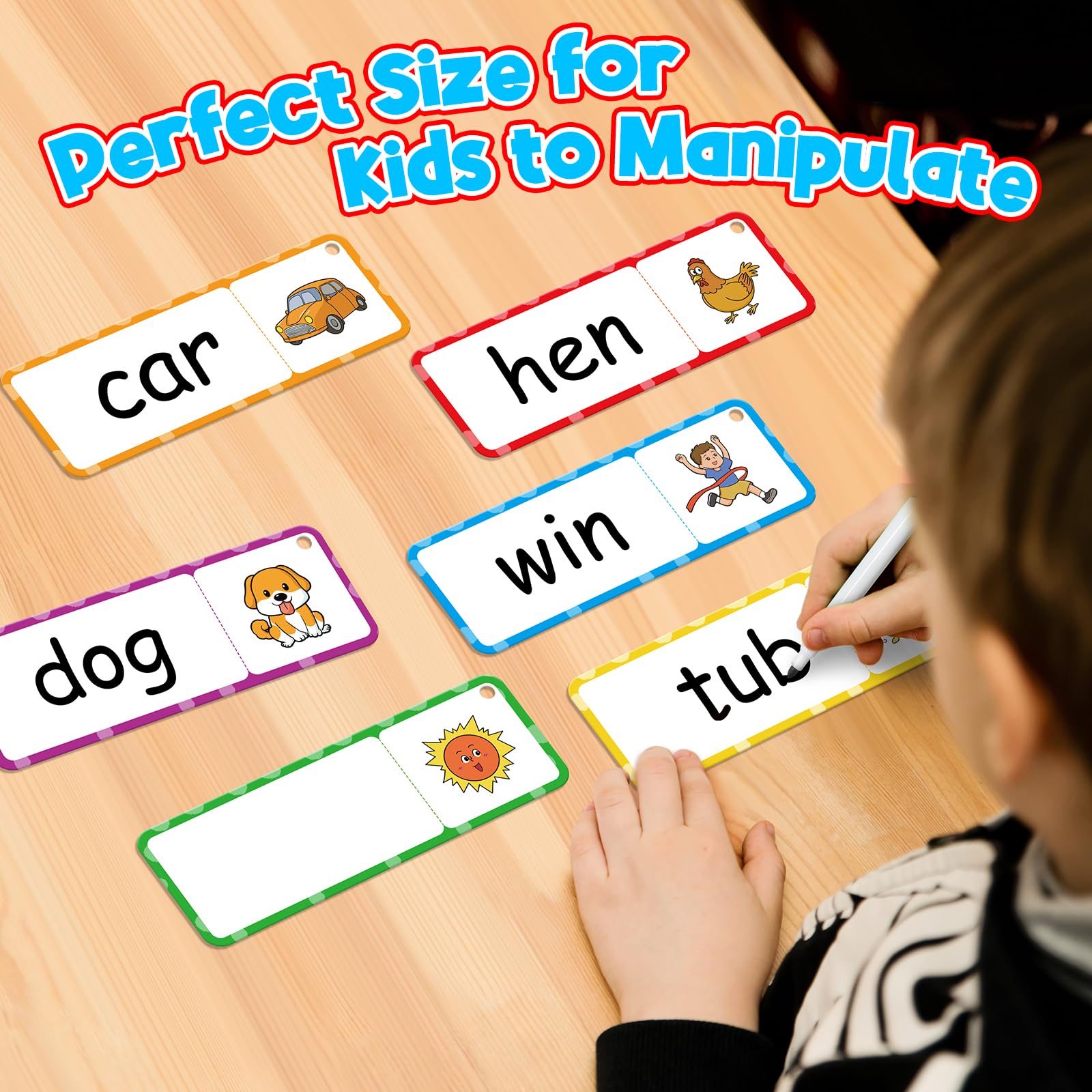 CVC Giochi di parole, Giochi fonetici, Carte Flash, Giocattoli di logopedia per bambini e bambini, imparare a leggere e snellire, attività di apprendimento prescolare e