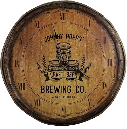 Vista 34 de THOUSAND OAKS BARREL Co. - Reloj de pared decorativo grande personalizado con extremo de barril de whisky irlandés (21 pulgadas) con motor de alto