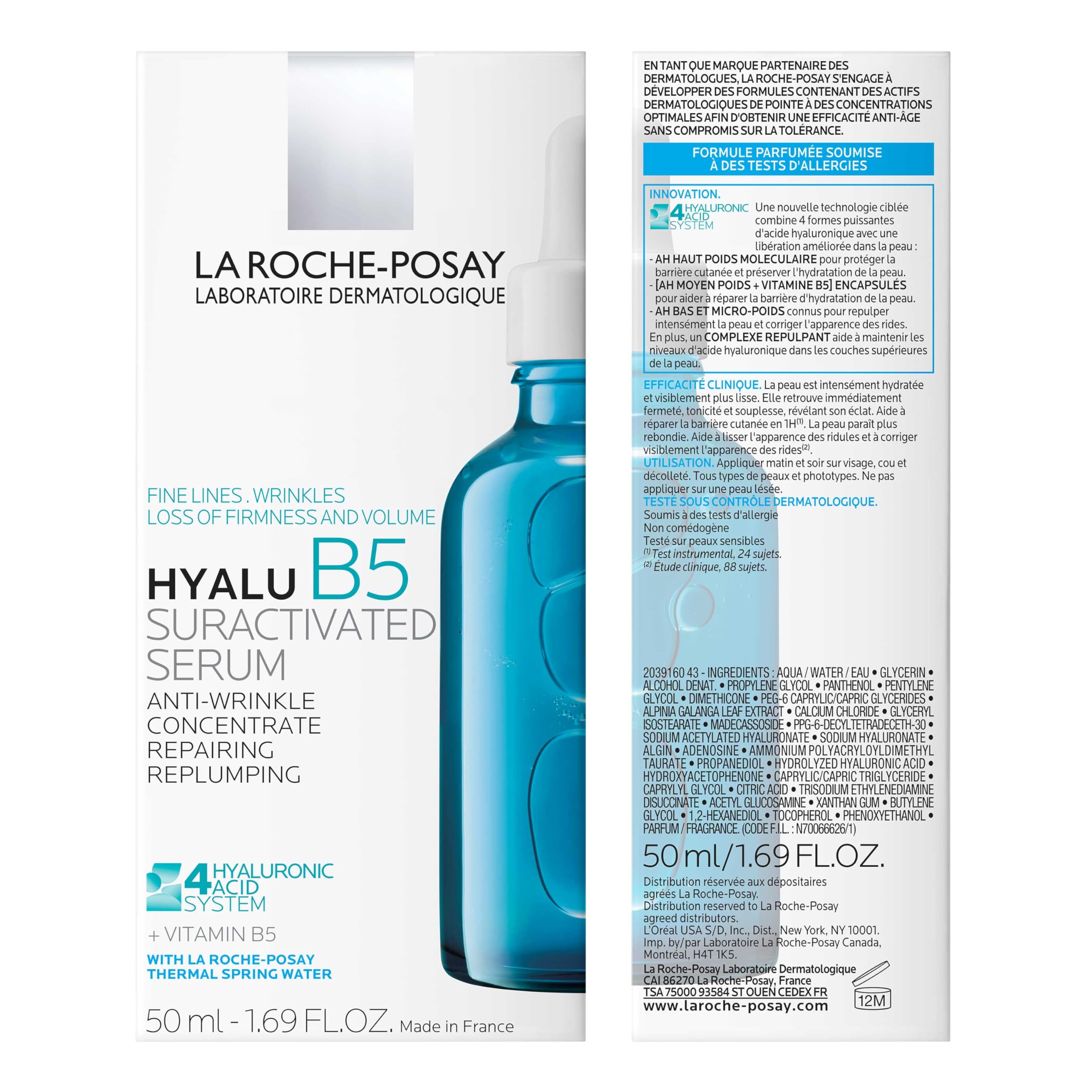 La Roche Posay Anti-Falten-Serum, Für normale bis empfindliche Haut, Regenerierend und Aufpolsternd, Mit Vitamin B5, Madecassosiden und Hyaluron, Hyalu B5, 50 ml