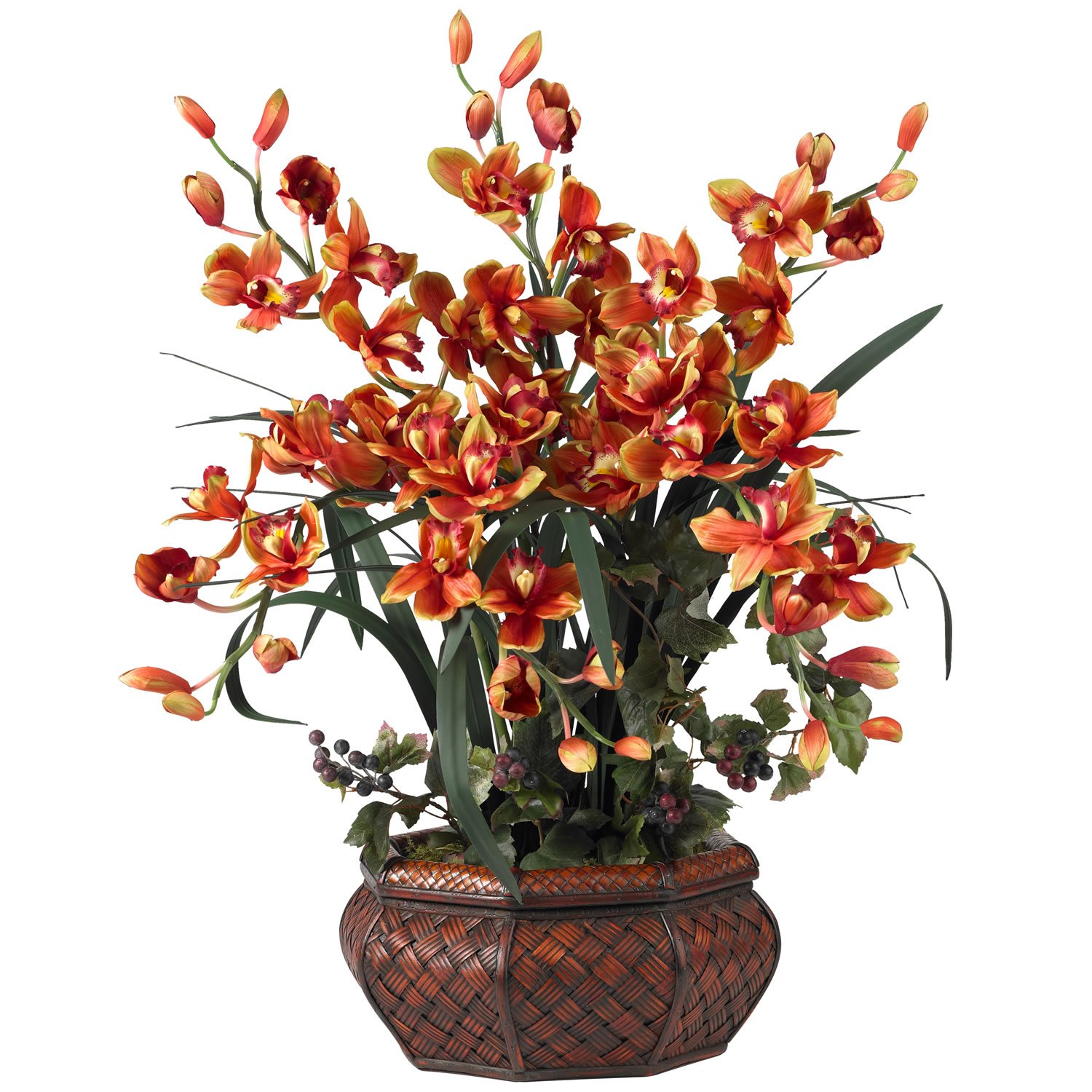 Nearly Natural Large Cymbidium Silk Flower Arrangement