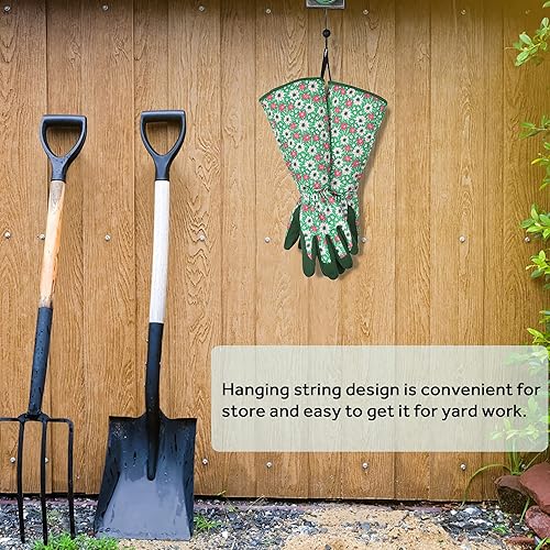Miniatura 6 de Guantes de jardinería para mujer, 1 par de guantes de jardín OIZEN de manga larga a prueba de espinas para patio, regalos de jardinería para mujer