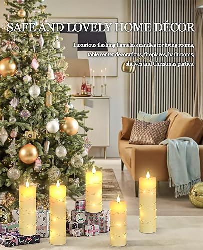 Miniatura 3 de Da by Velas parpadeantes sin llama con luces de cadena, velas que funcionan con baterías con control remoto y temporizador, vela de pilar LED de