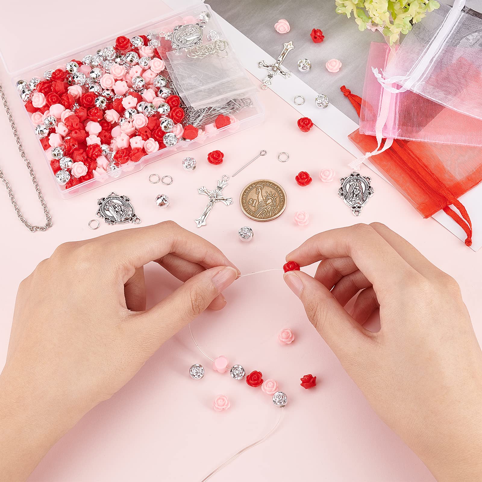 Kit Perles Verre 647 Pièces - Création Bijoux Chapelet Bracelets DIY Ramadan Pâques