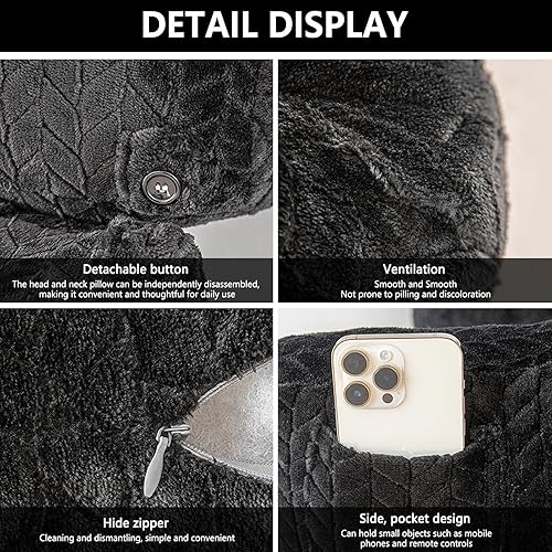 Miniatura 7 de Almohada de espalda para cama sentada, almohada de lectura con brazos, soporte lumbar y de brazo en cama, silla, sofá y suelo, almohada de espalda