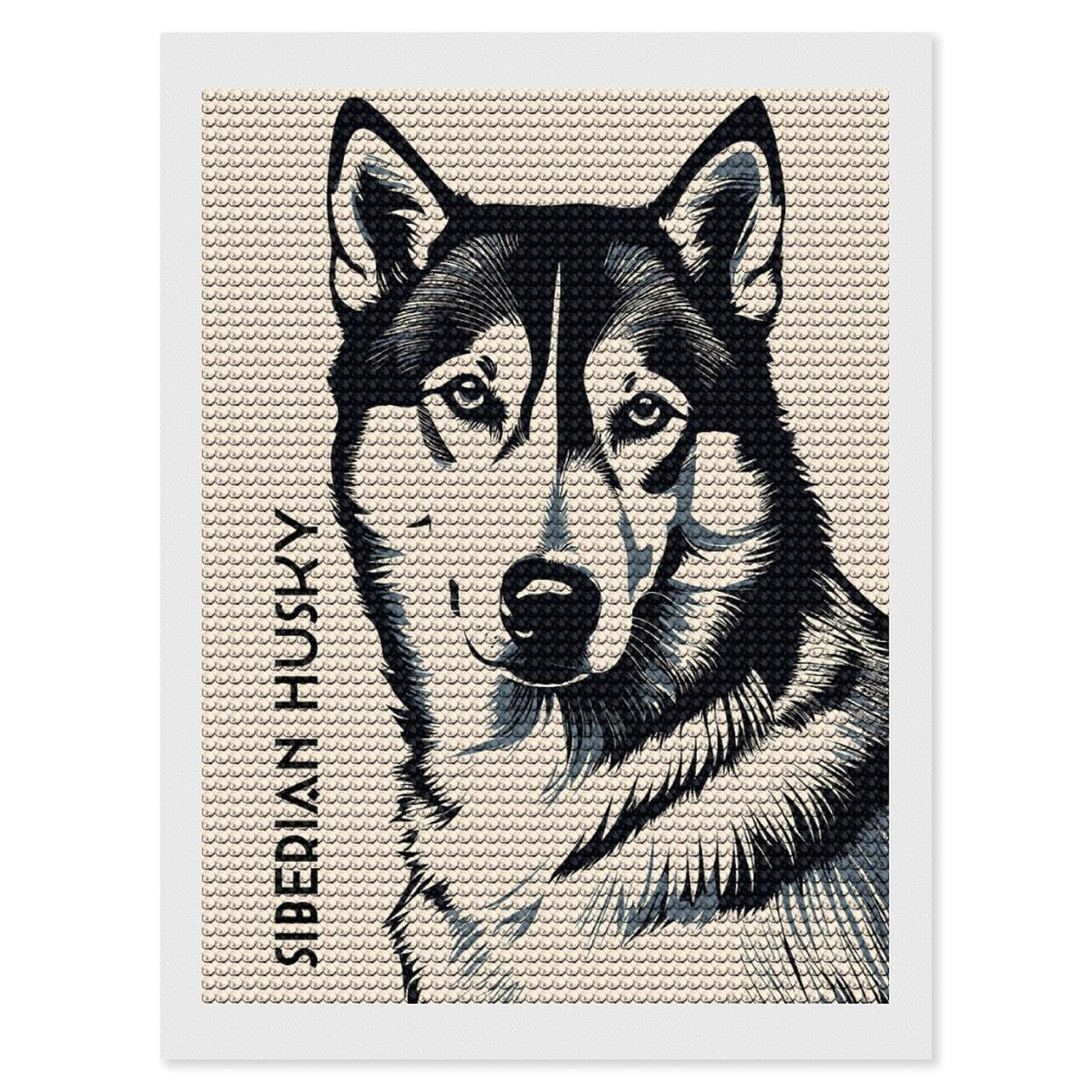 Junmoney Siberian Husky(2) Diamond Painting Canvas Set 12"x16", for Adults, Bedroom Decor, Good for Quiet Evenings, Festive Craft Gift